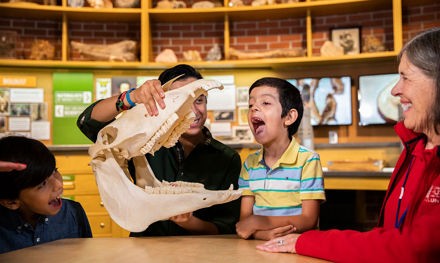 Family Interacting with Exhibit