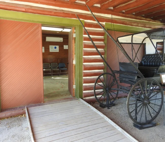 Wagon outside of Molly Cotton's Rental space at Limberlost