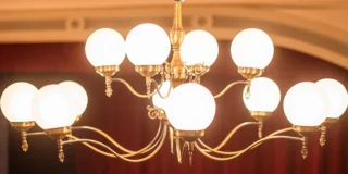 chandelier inside of Opera House of New Harmony